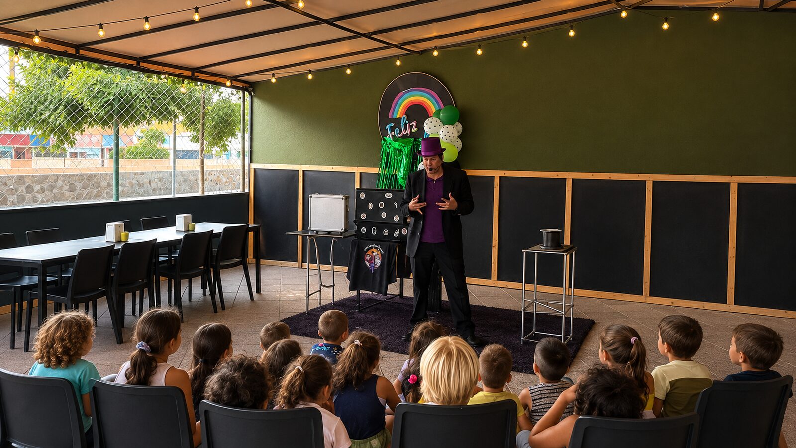 Espectáculo de magia para niños en la terraza de Bambino de Arinaga, Arinaga Gran Canaria